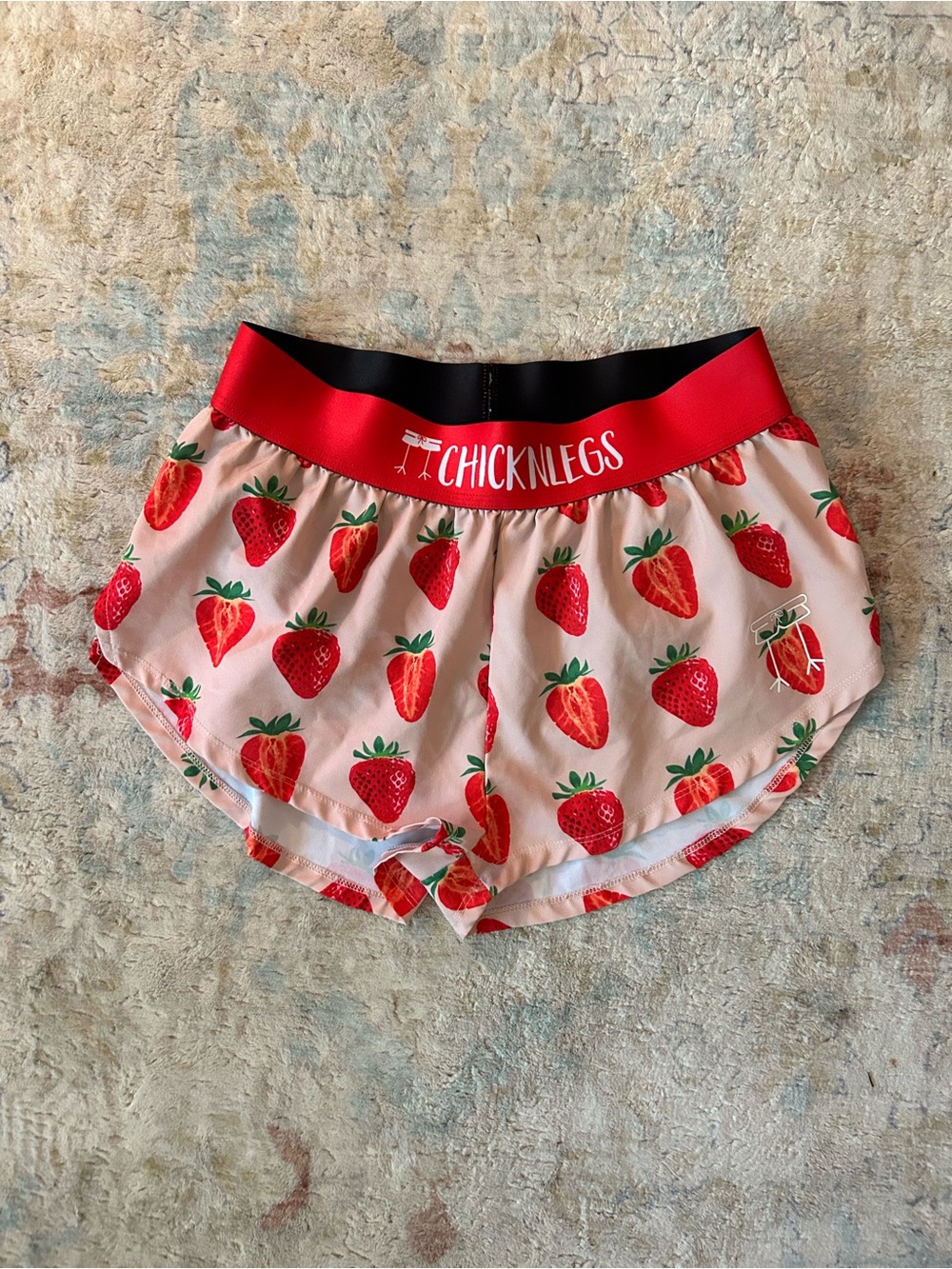 ChicknLegs Women's Strawberry Print Pink Athletic Shorts